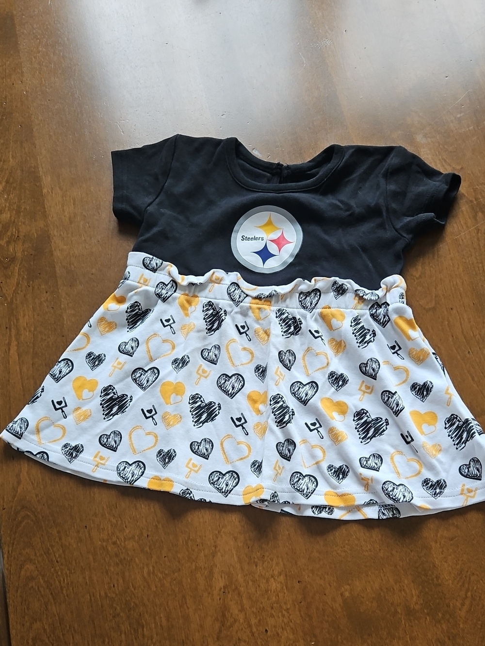 Pittsburgh Steelers Girls Black & White Heart Dress